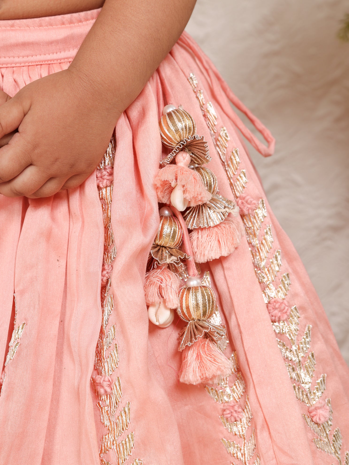 Pink Gota Embroidered Ghagara Blouse