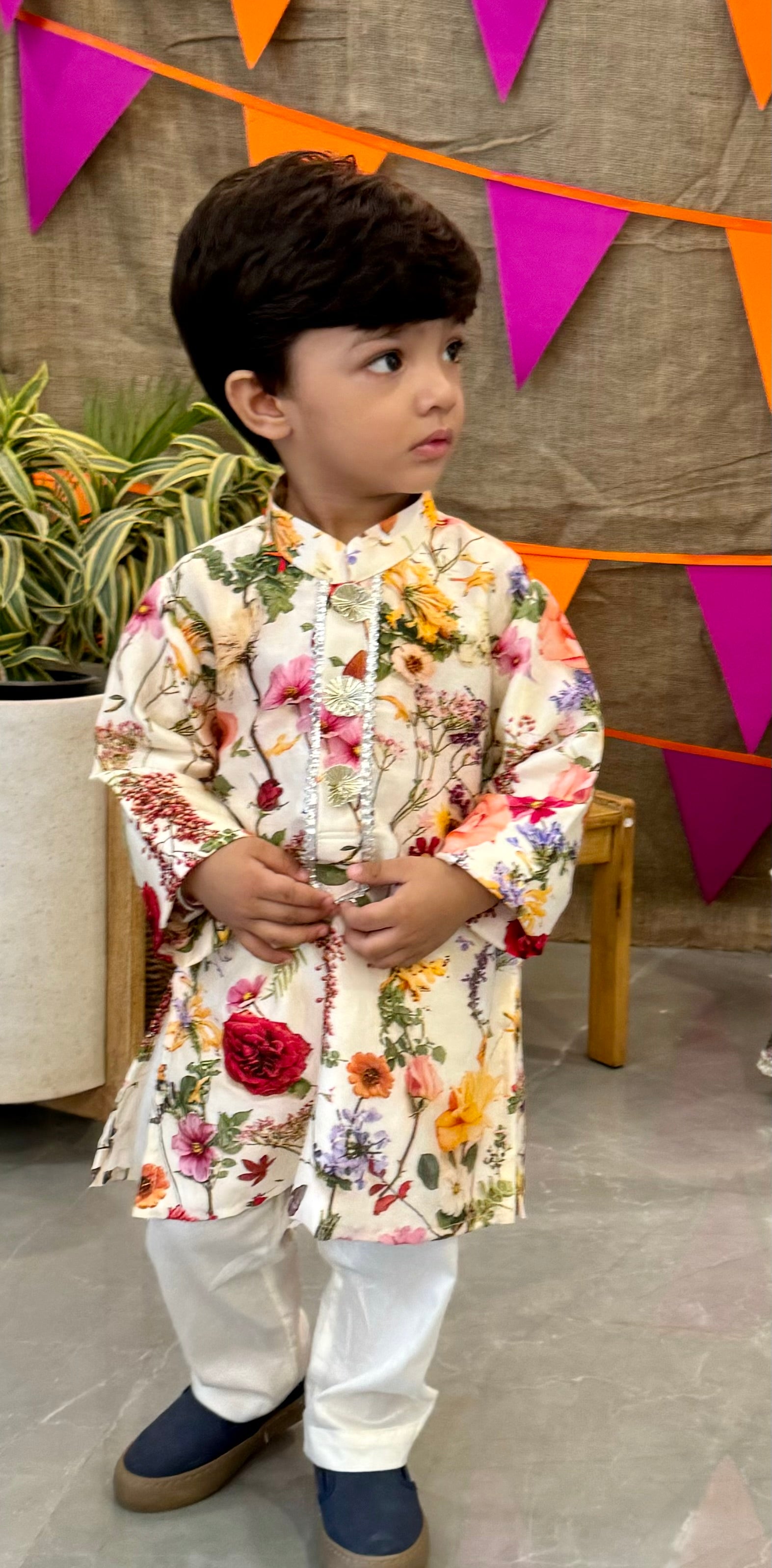 Beautiful Floral Spring Print Kurta Pyjama