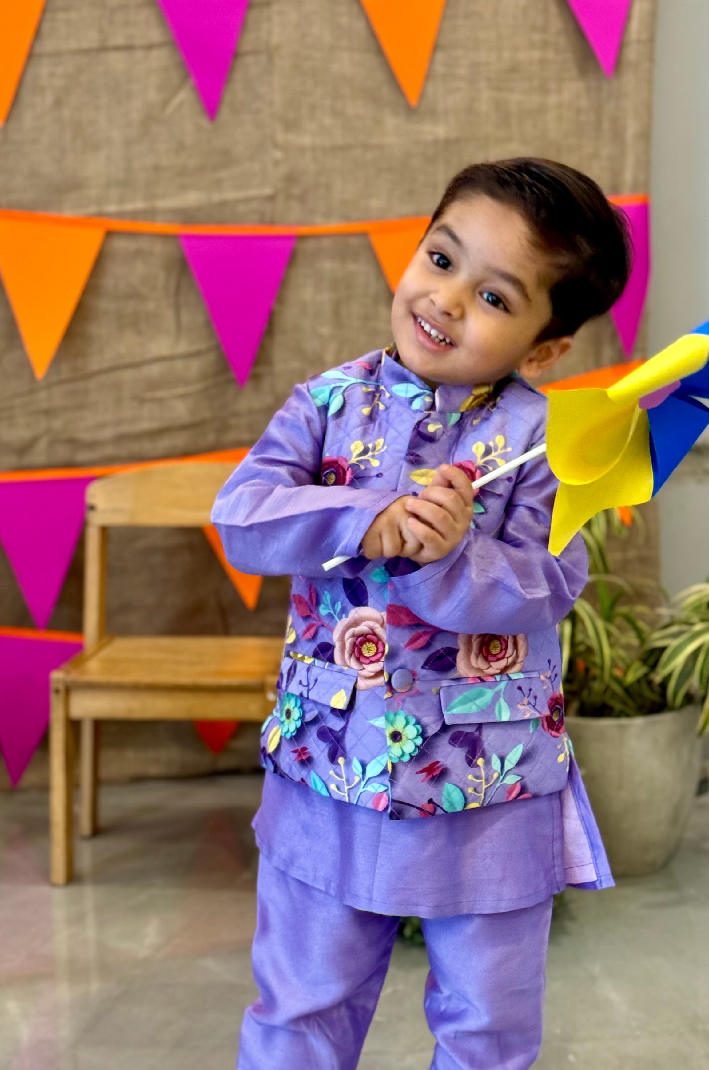 Lavender Quilting Jacket Kurta Set