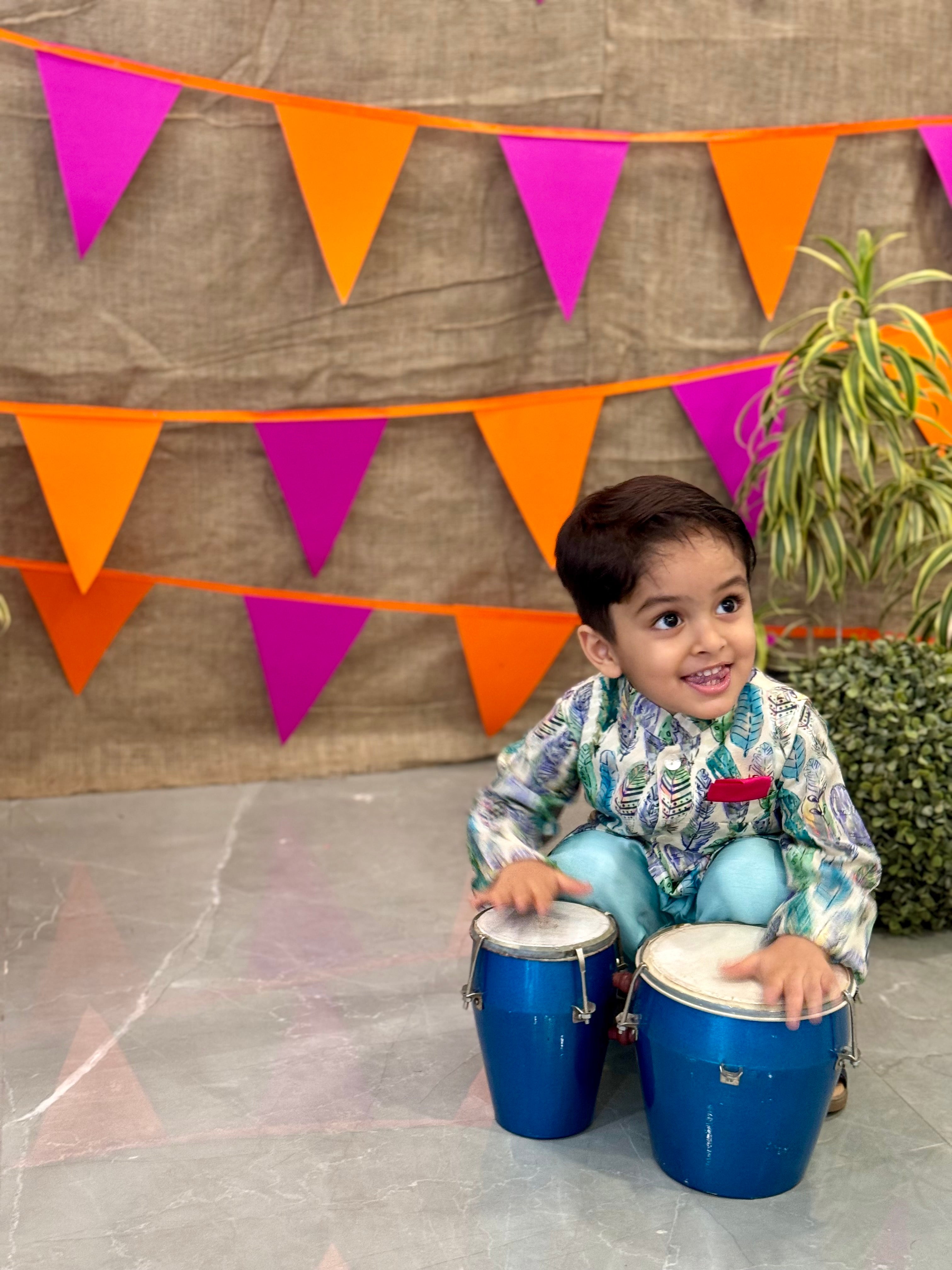 Leaf Printed Nehru Jacket Set