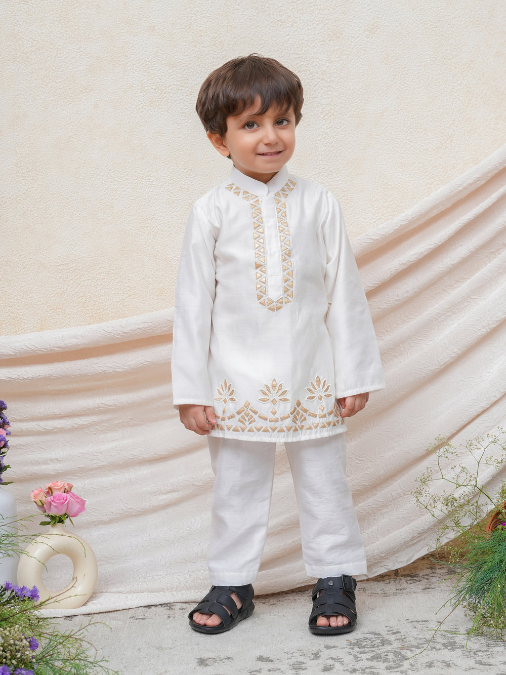 Lotus Embroidered Kurta Set