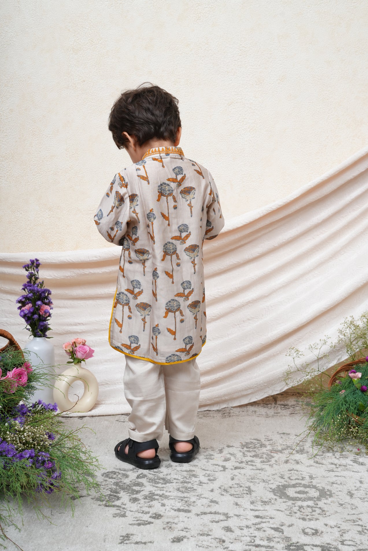 Floral Printed Chanderi Kurta and Pant