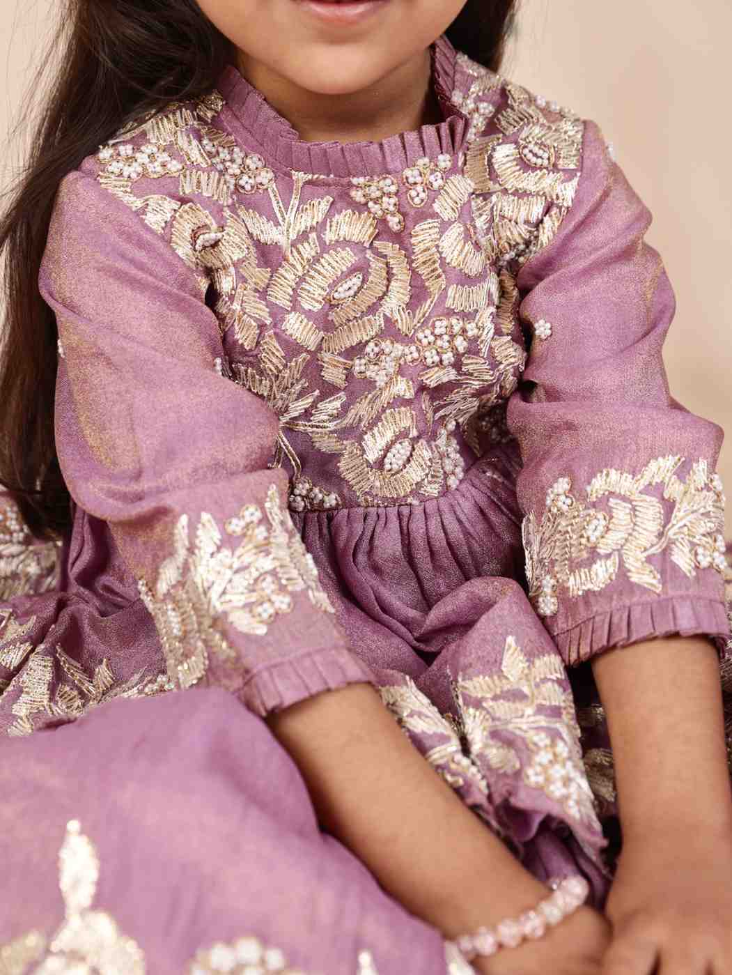 Lavender Rose Moti Gota peplum and lehenga