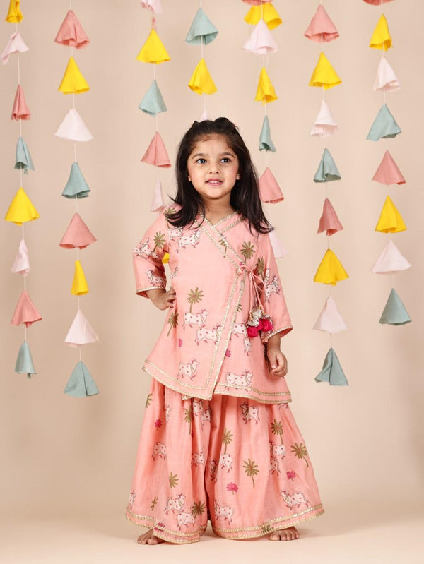 Angarkha Style Printed Ethnic Kurti & Palazzo HYD STORE