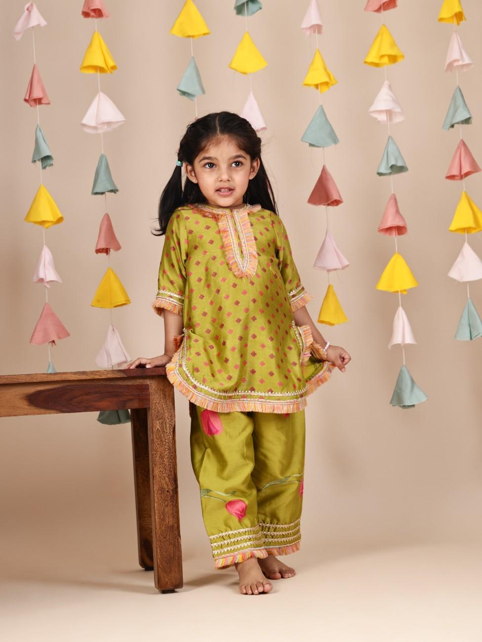 Fringed Printed Kurti And Pant