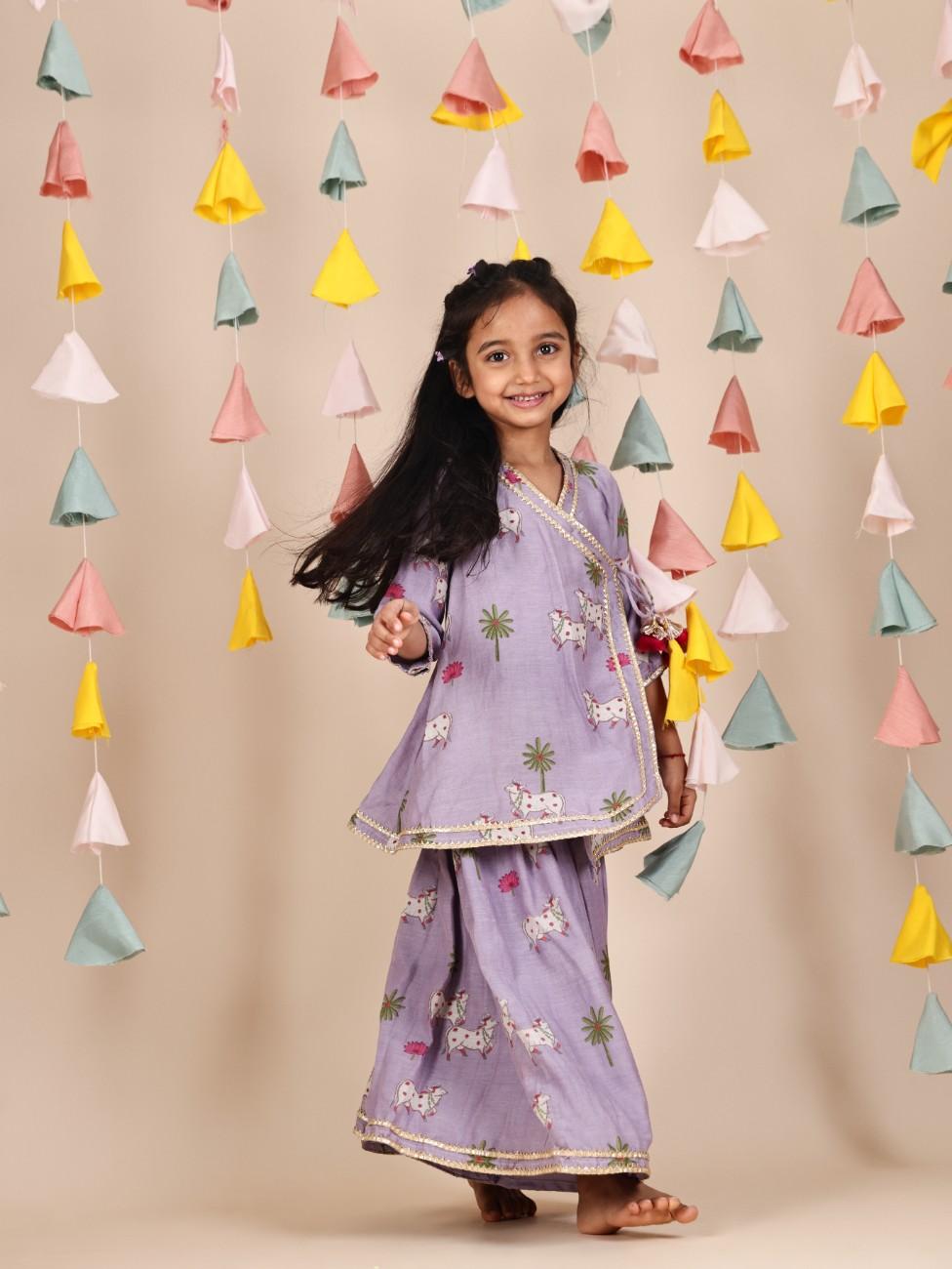 Angarkha Style Kurti Palazzo (Lavender) - RTS