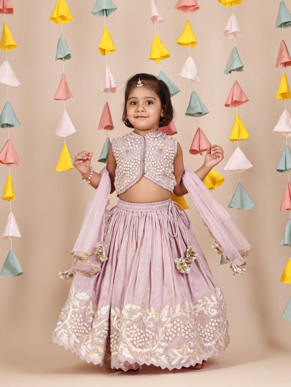 Pearl Embellished Lavender Ghaghra and Blouse