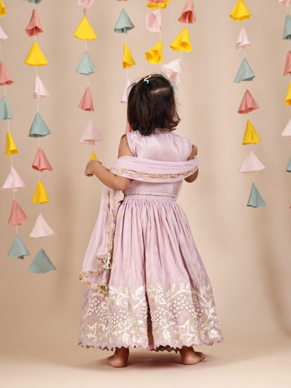 Pearl Embellished Lavender Ghaghra and Blouse