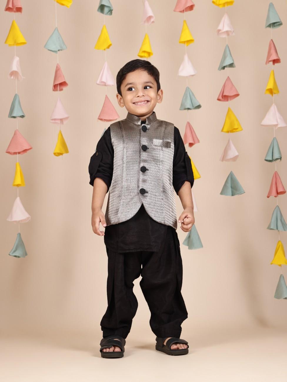 Black Jacket Kurta Set