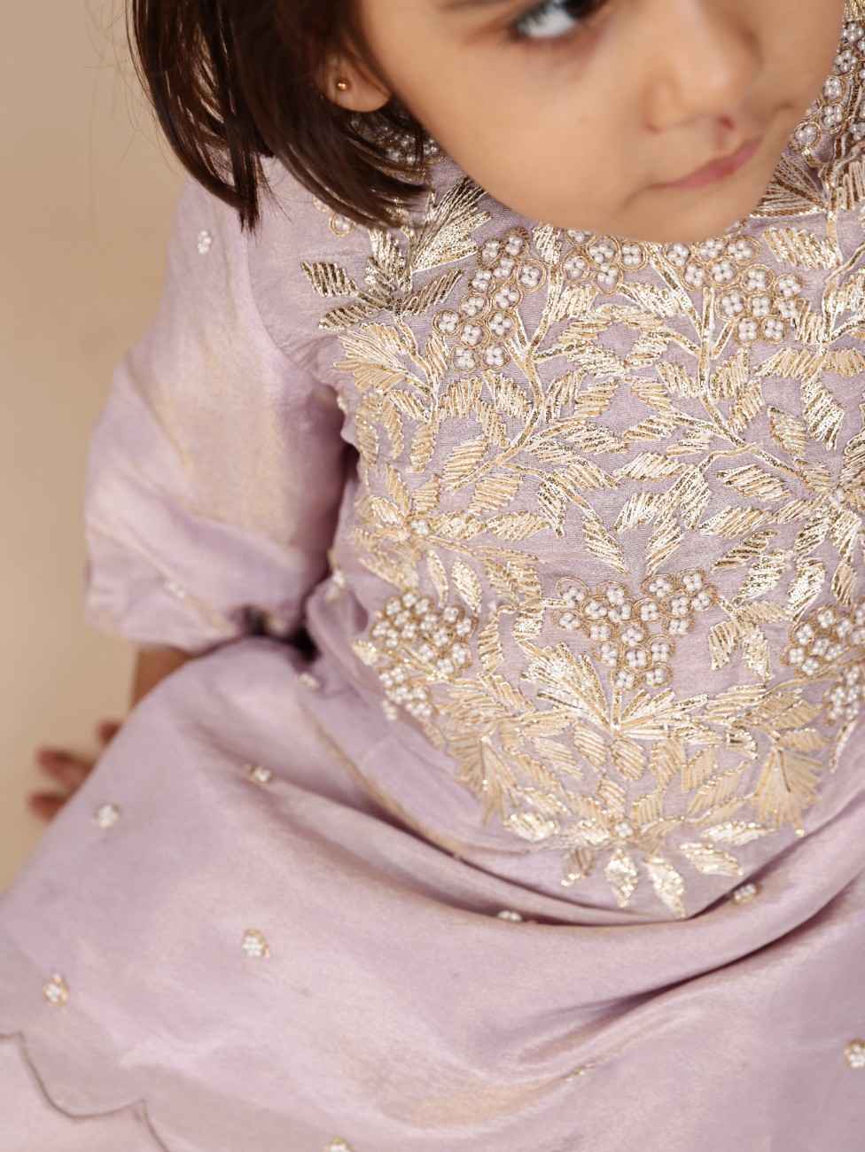 Gota and Pearl Embroidered Lavender Kurta and pant