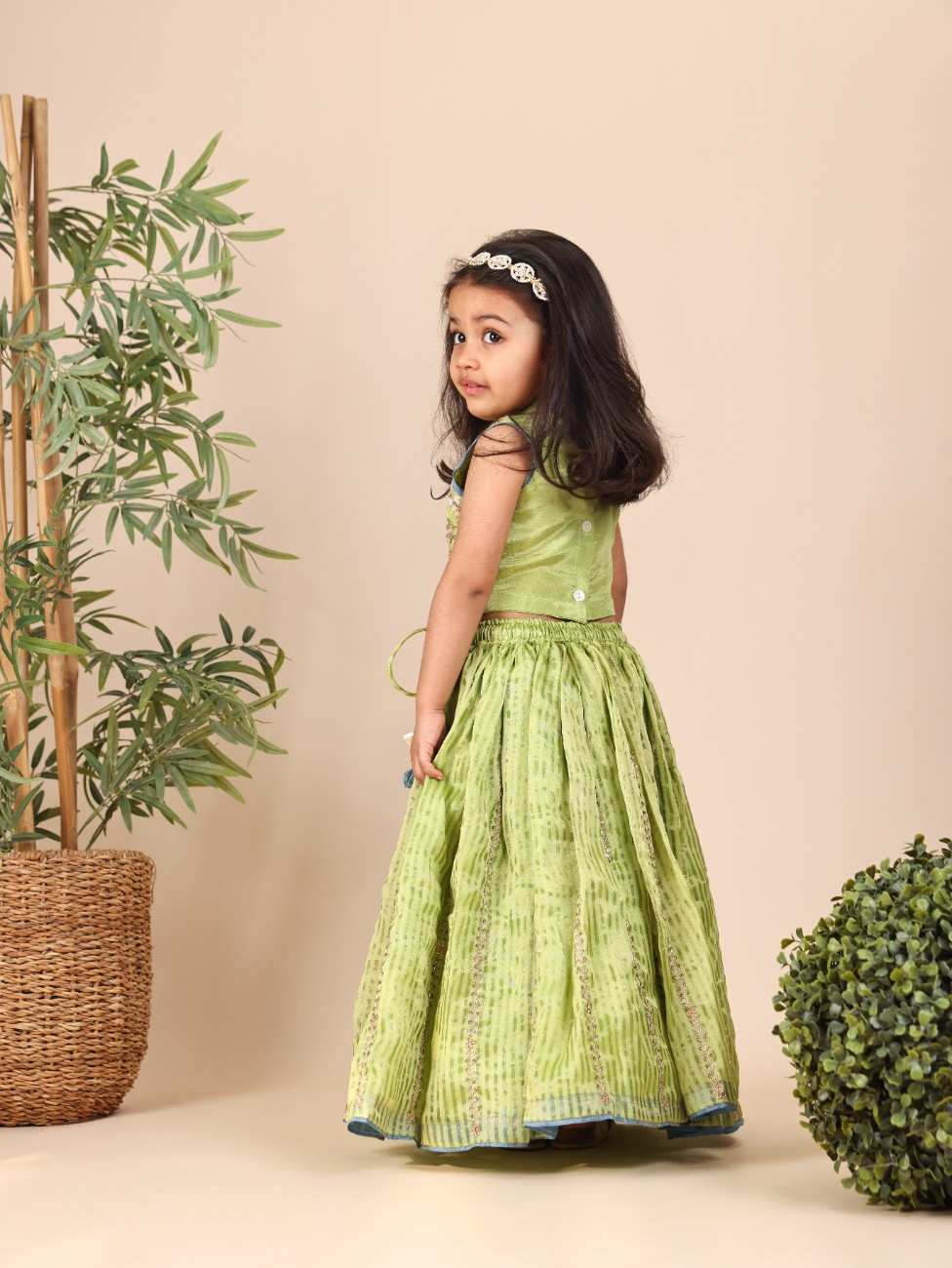 Gota Zari Embroidered Top and Ghagara