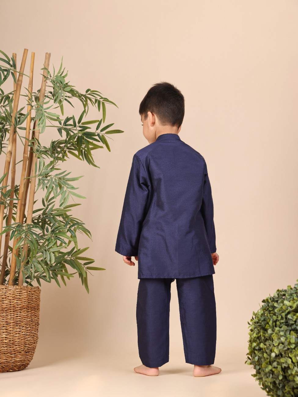 Ink Blue Zari Pintuck Kurta and Pant