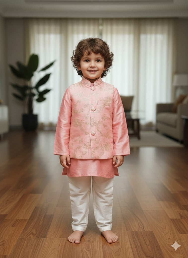DUST PINK BROCADE JACKET SET