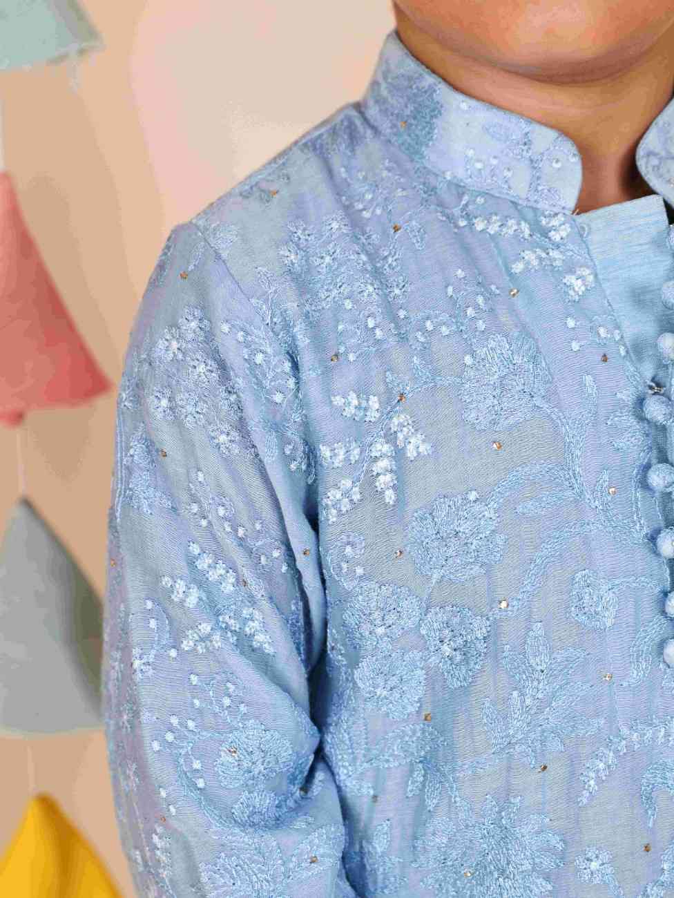 Blue Lakhnavi Kurta and Pant