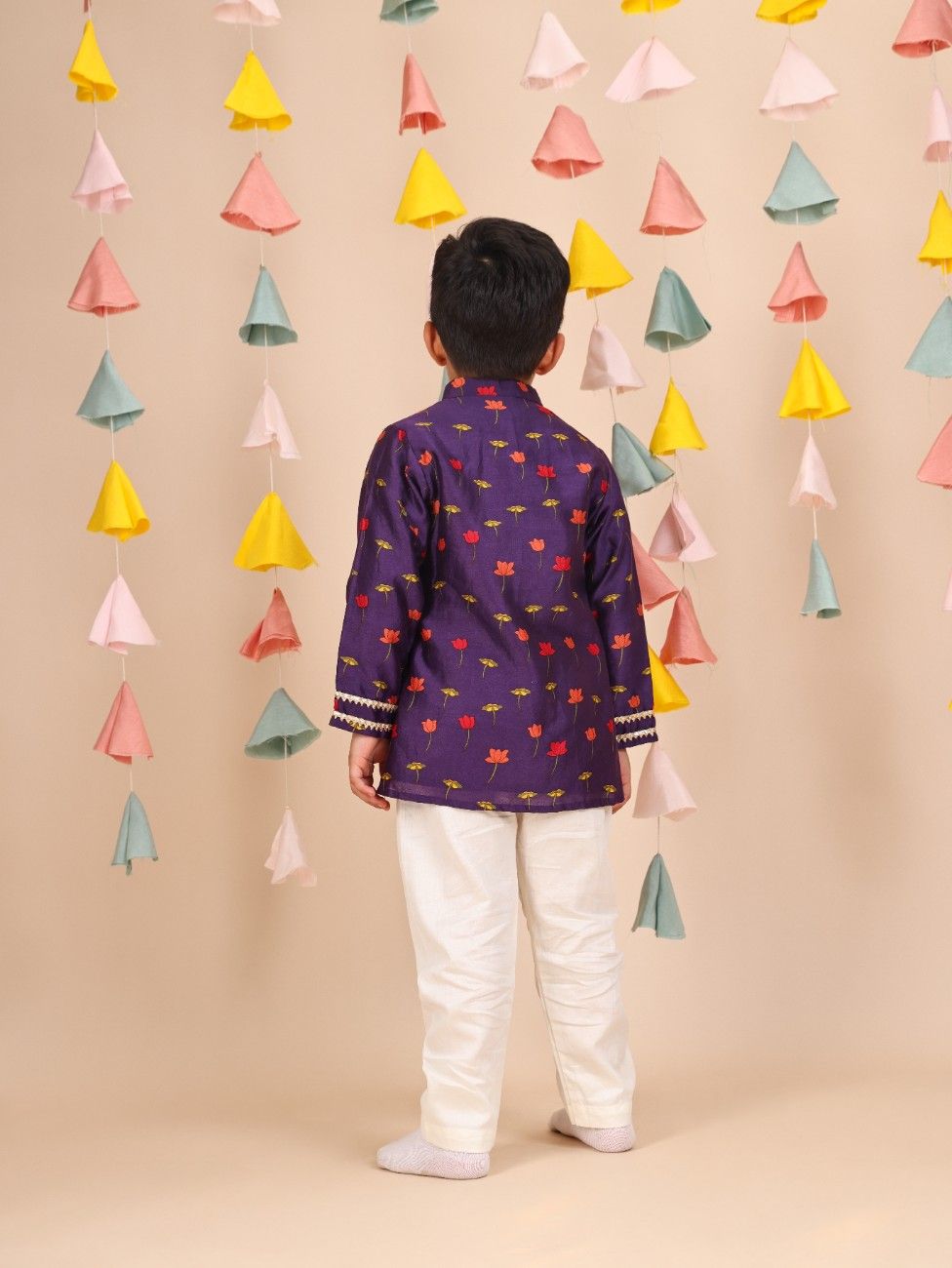 Purple Lotus Printed Kurta with Pants