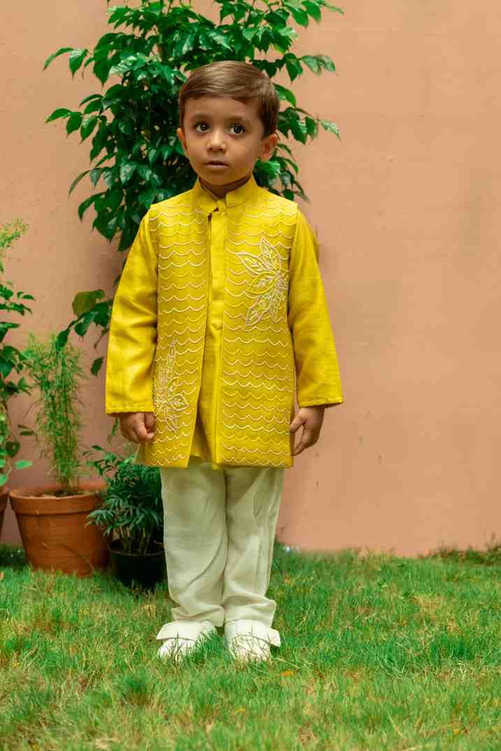 Yellow Kurta Jacket Set