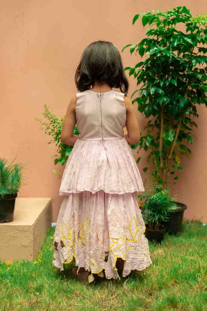Lavendar Floral Peplum Ghaghra