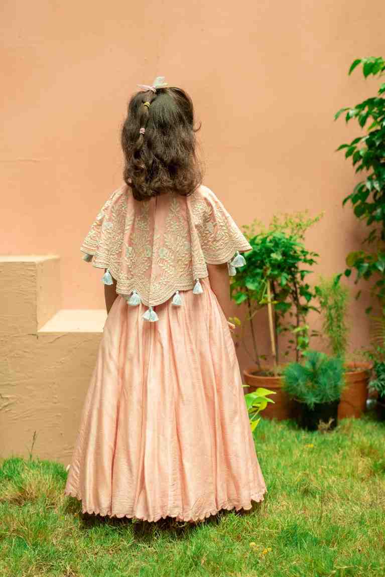 Pink Floral Poncho Set