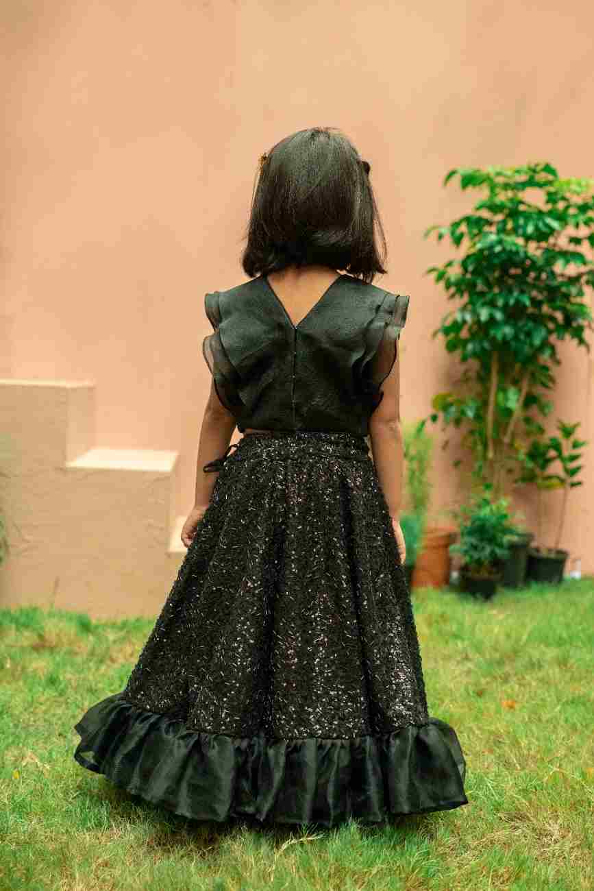 Black Sequinned Lehenga Set