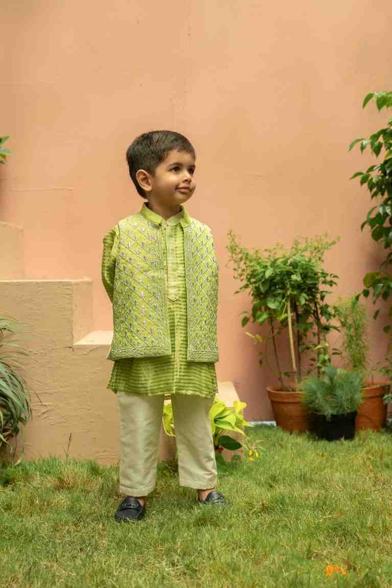 Green Zari Jacket Set