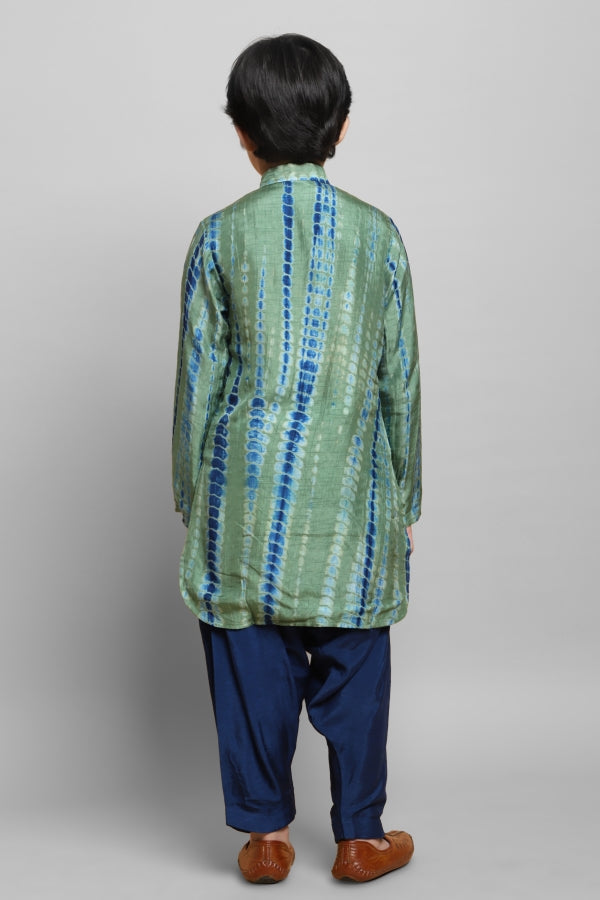 Blue And Green Shiboree Kurta And Pajama - P&S Company