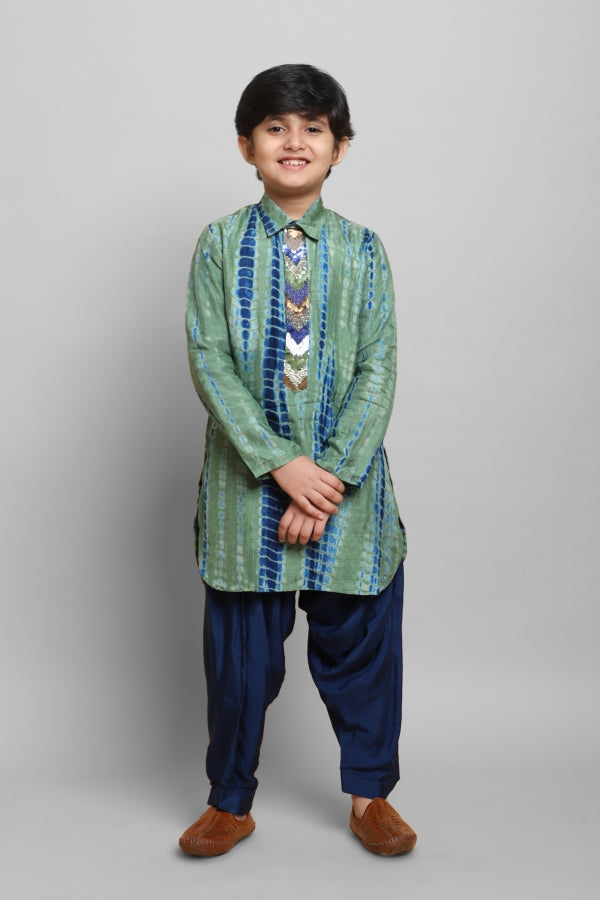 Blue And Green Shiboree Kurta And Pajama