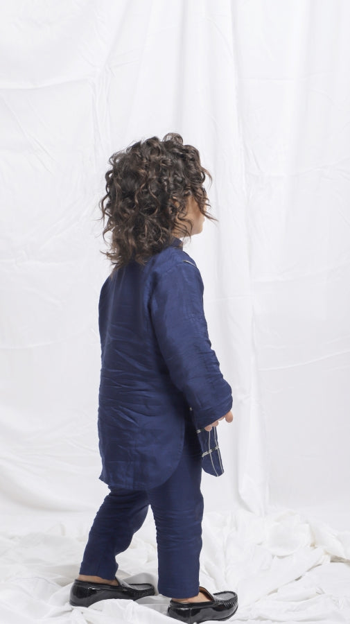 STYLISH NAVY BLUE KURTA AND PANTS - P&S Company