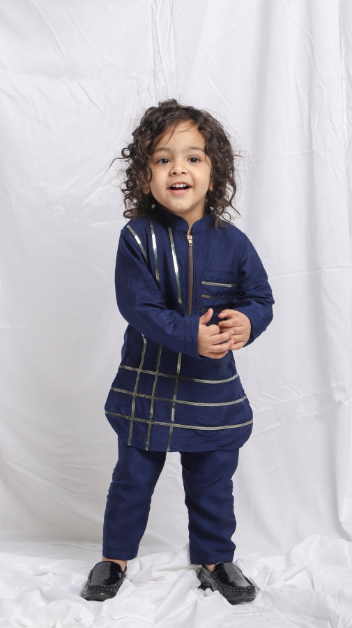 STYLISH NAVY BLUE KURTA AND PANTS - P&S Company