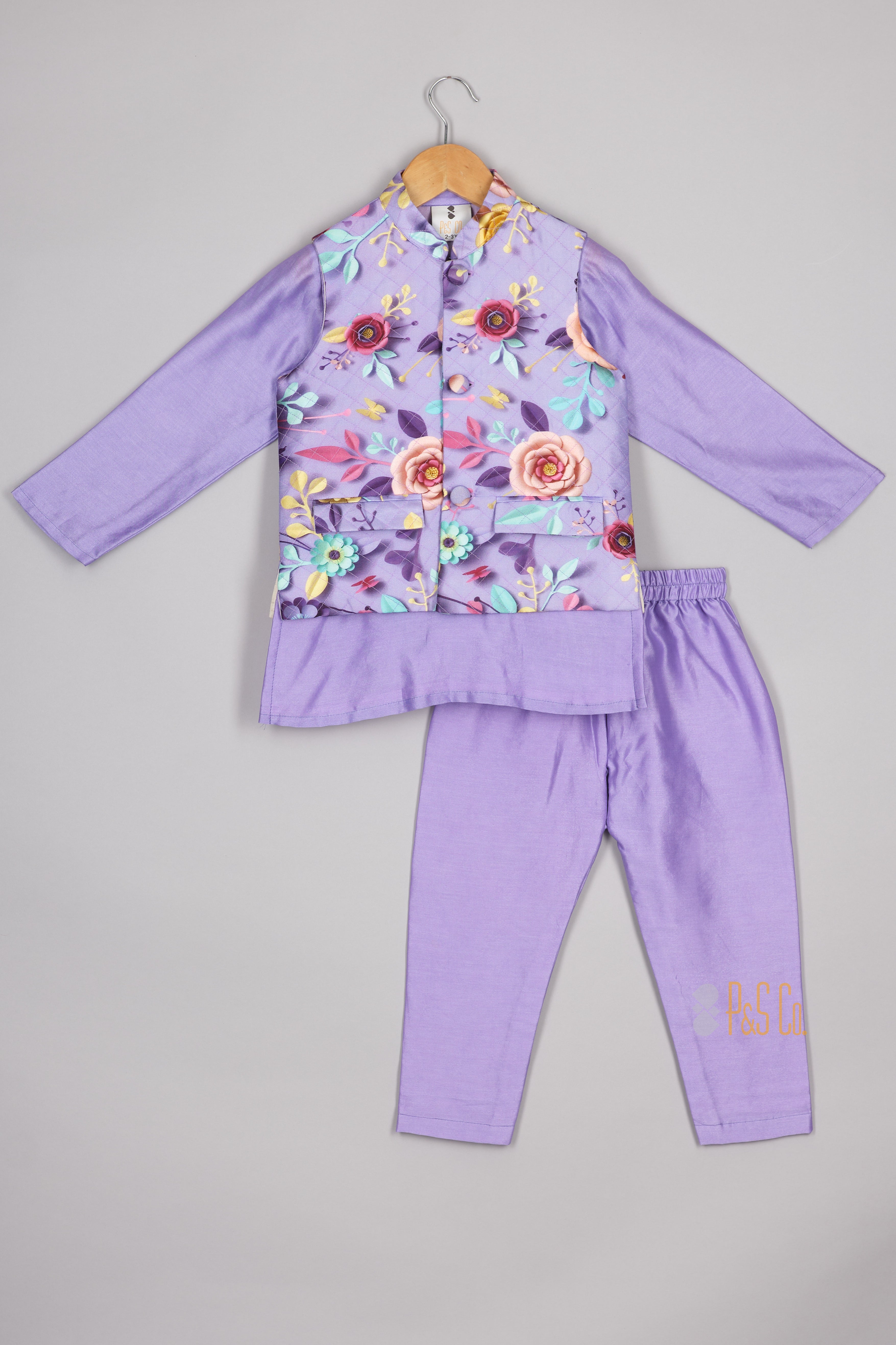 Lavender Quilting Jacket Kurta Set