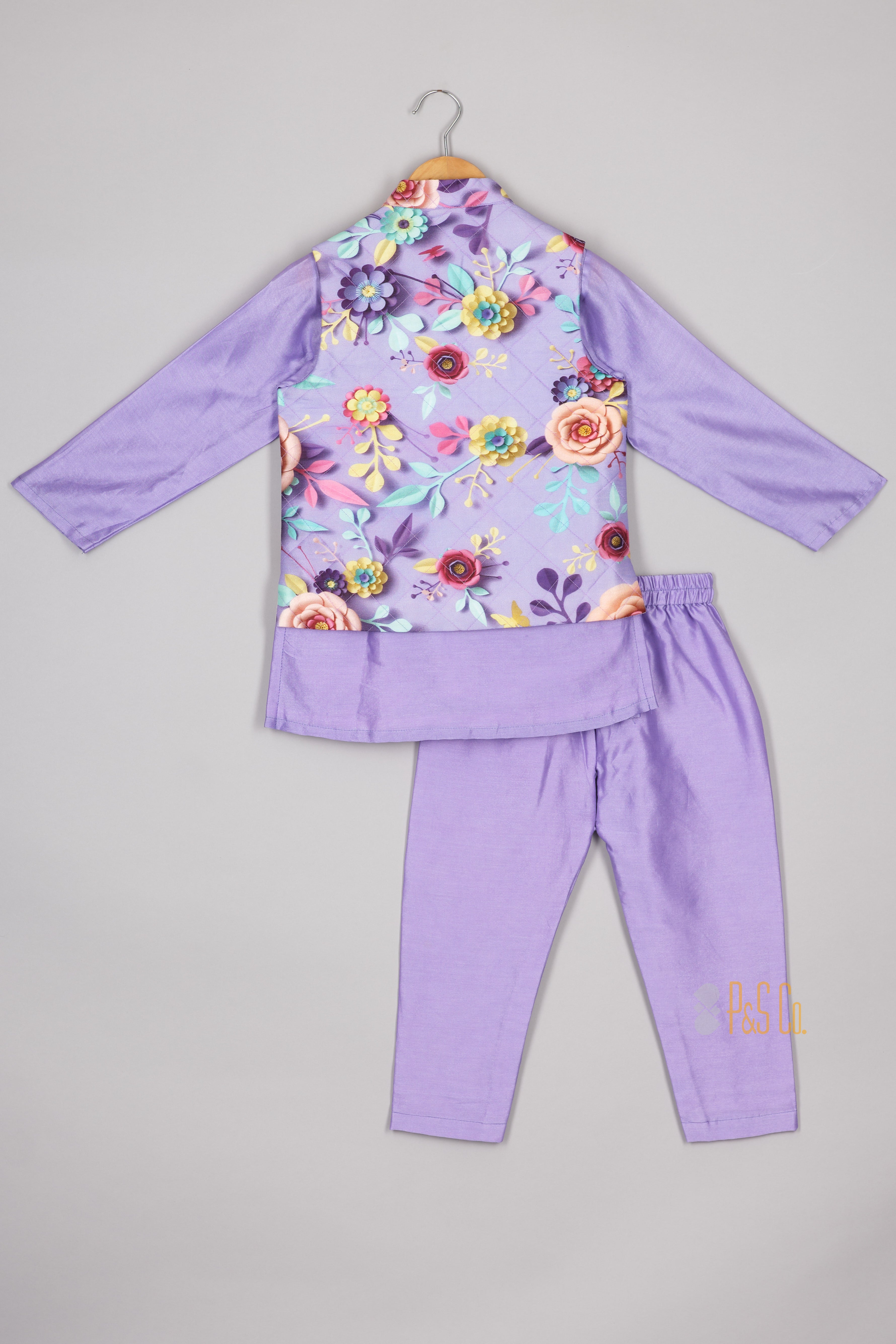 Lavender Quilting Jacket Kurta Set
