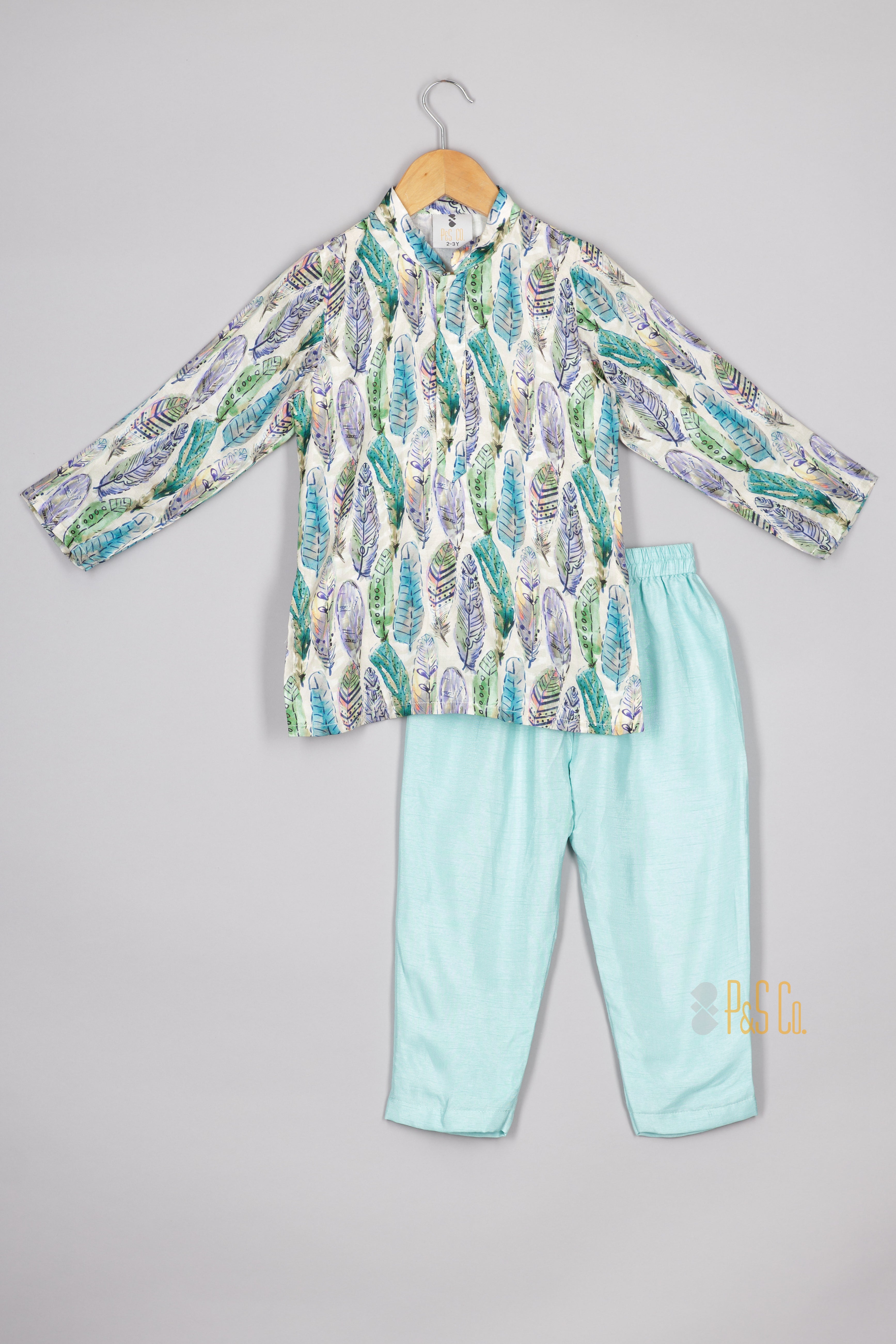 Leaf Printed Nehru Jacket Set