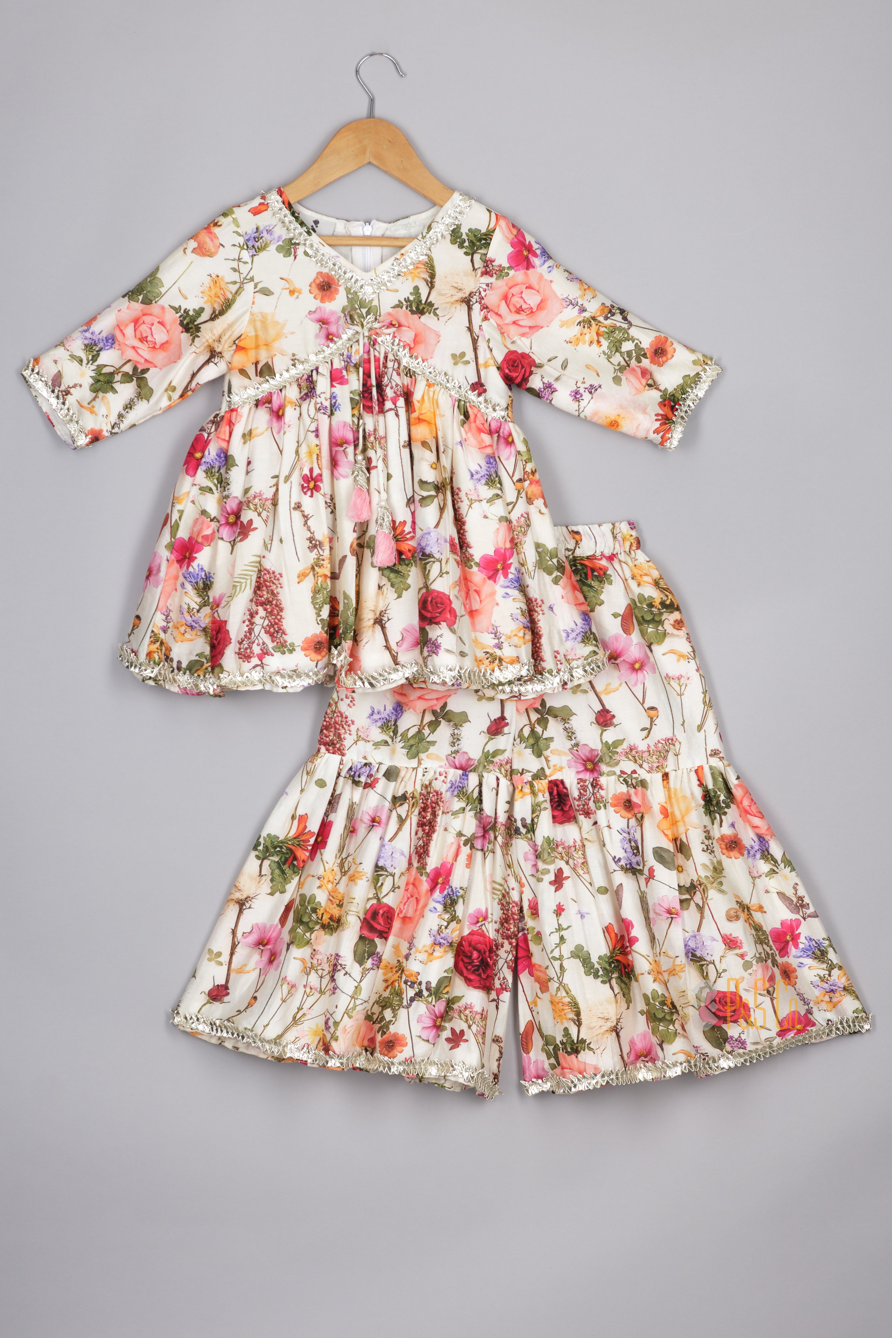 Beautiful Floral Spring Printed Peplum and Sharara