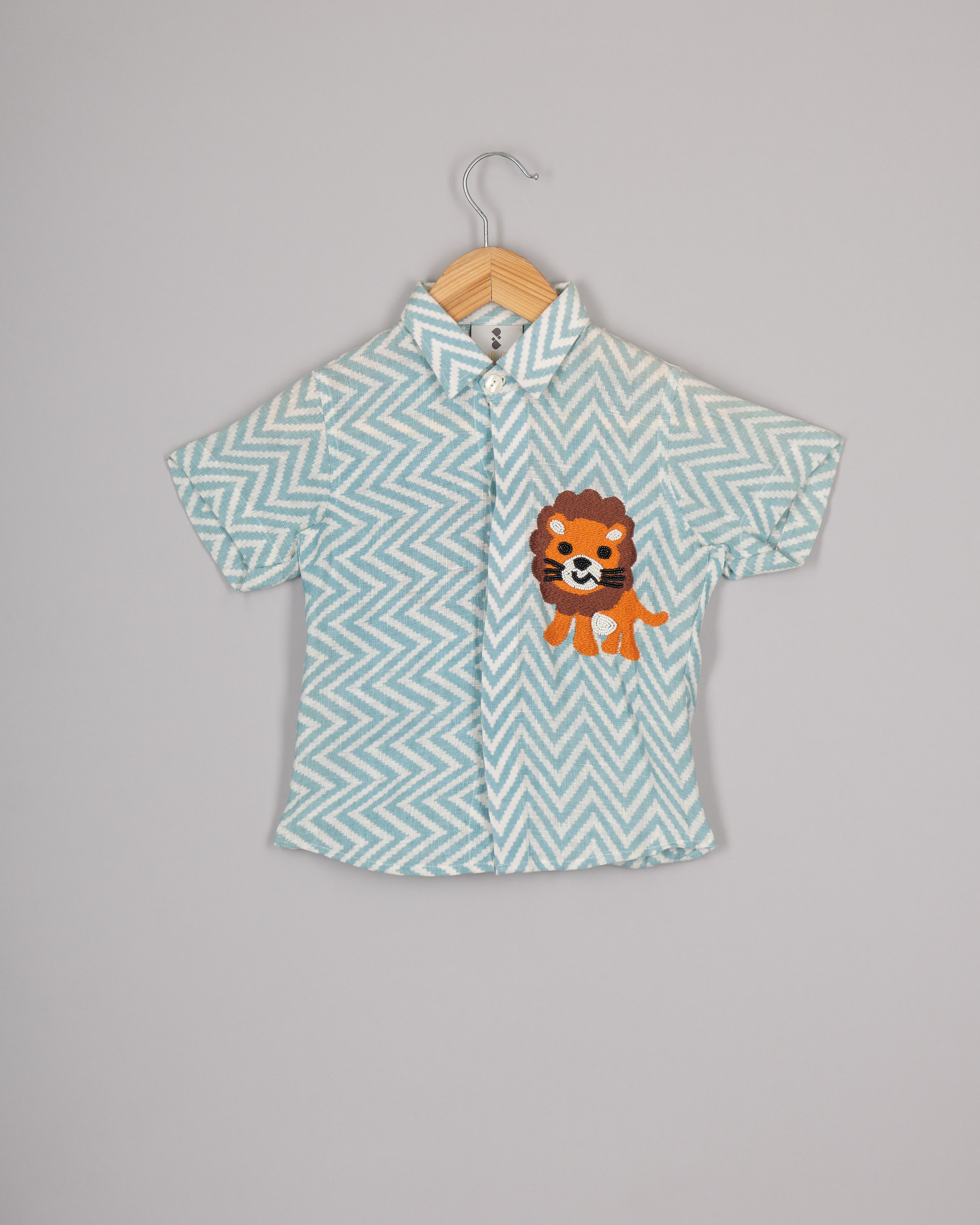 Blue Linen Lion Shirt