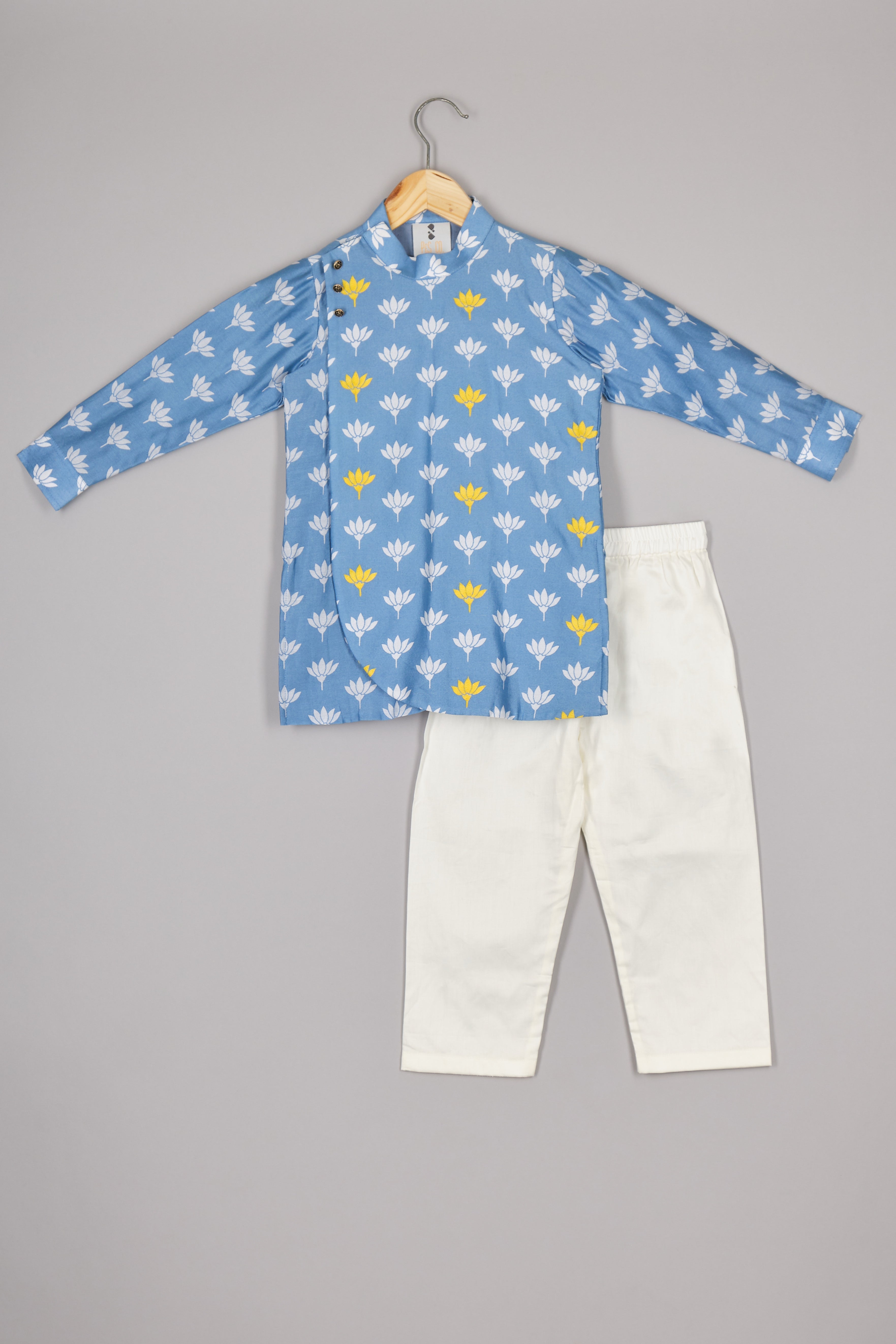 Blue Lotus Side Button Kurta And Pajama