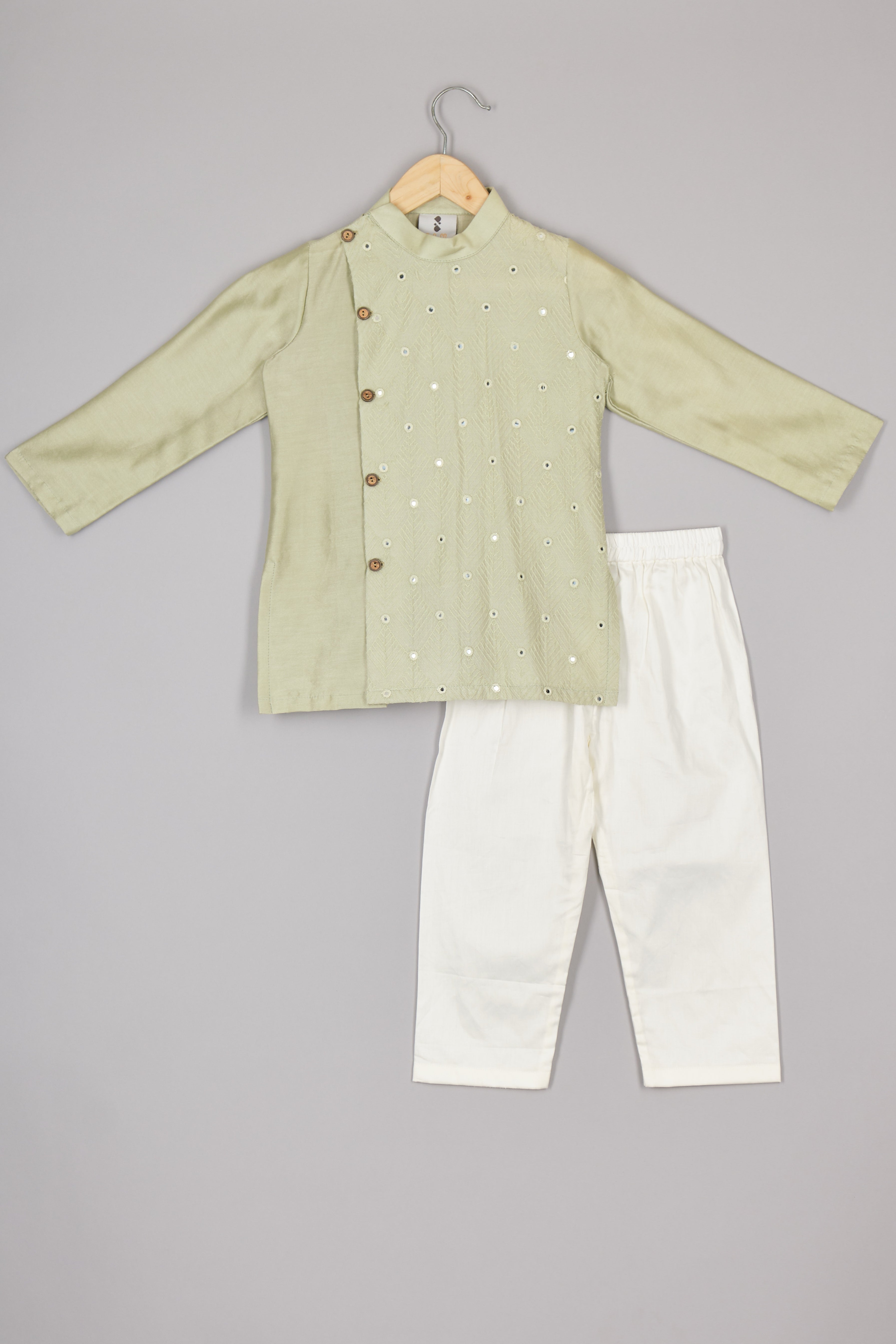 Pista Green Side Button Kurta And Pajama