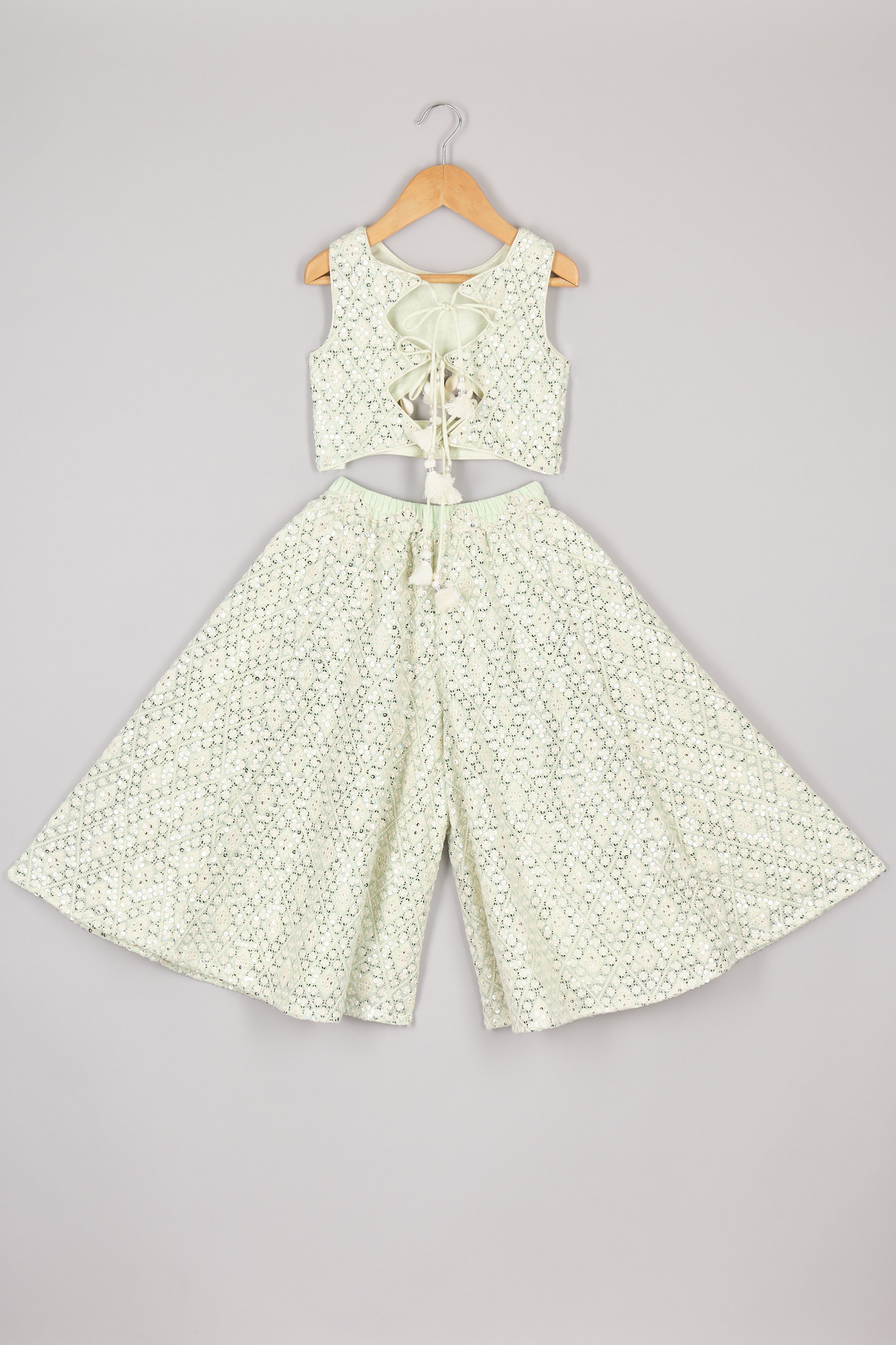 Mint Lakhnavi Top And Flare Pant