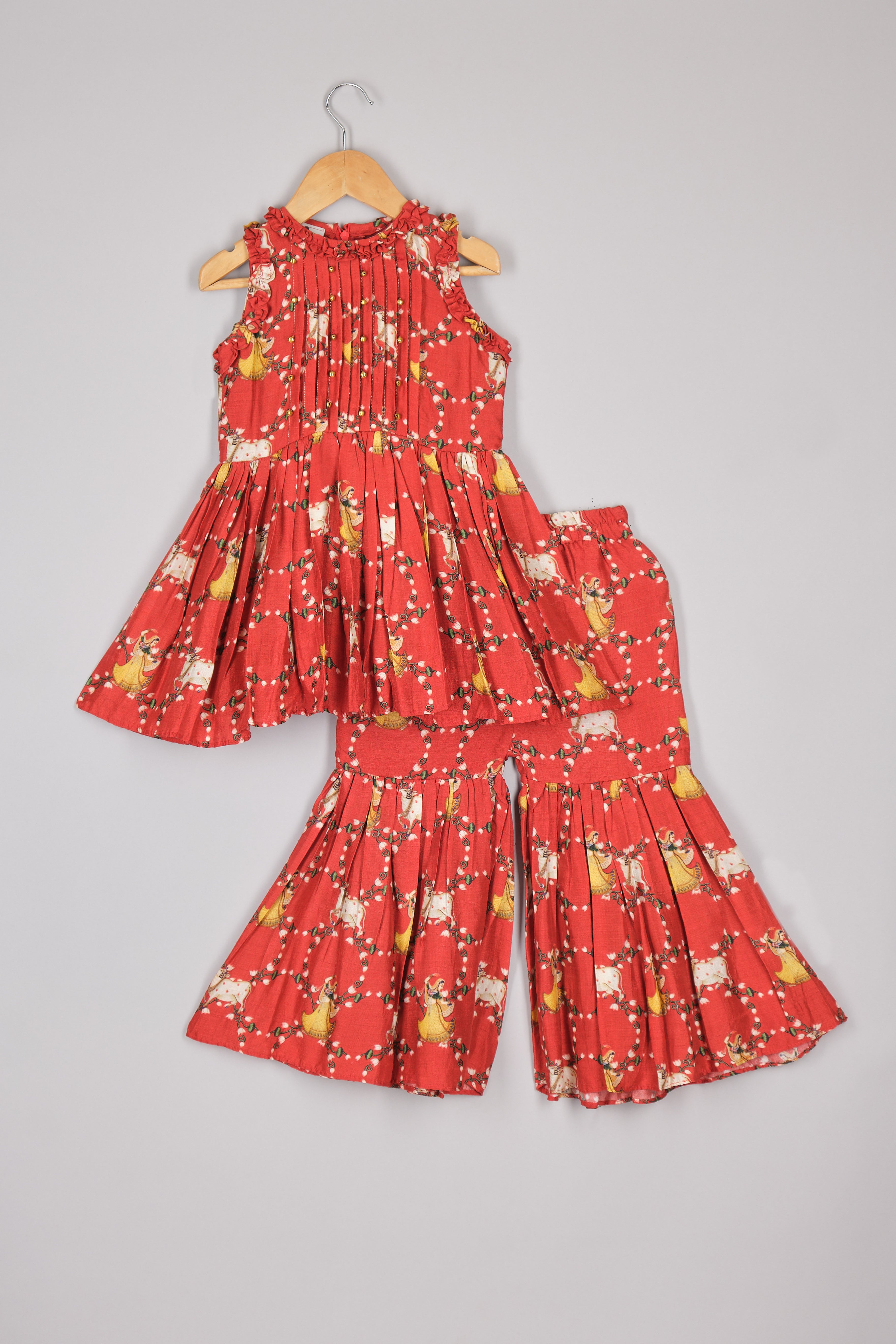 Cow Printed Peplum And Sharara