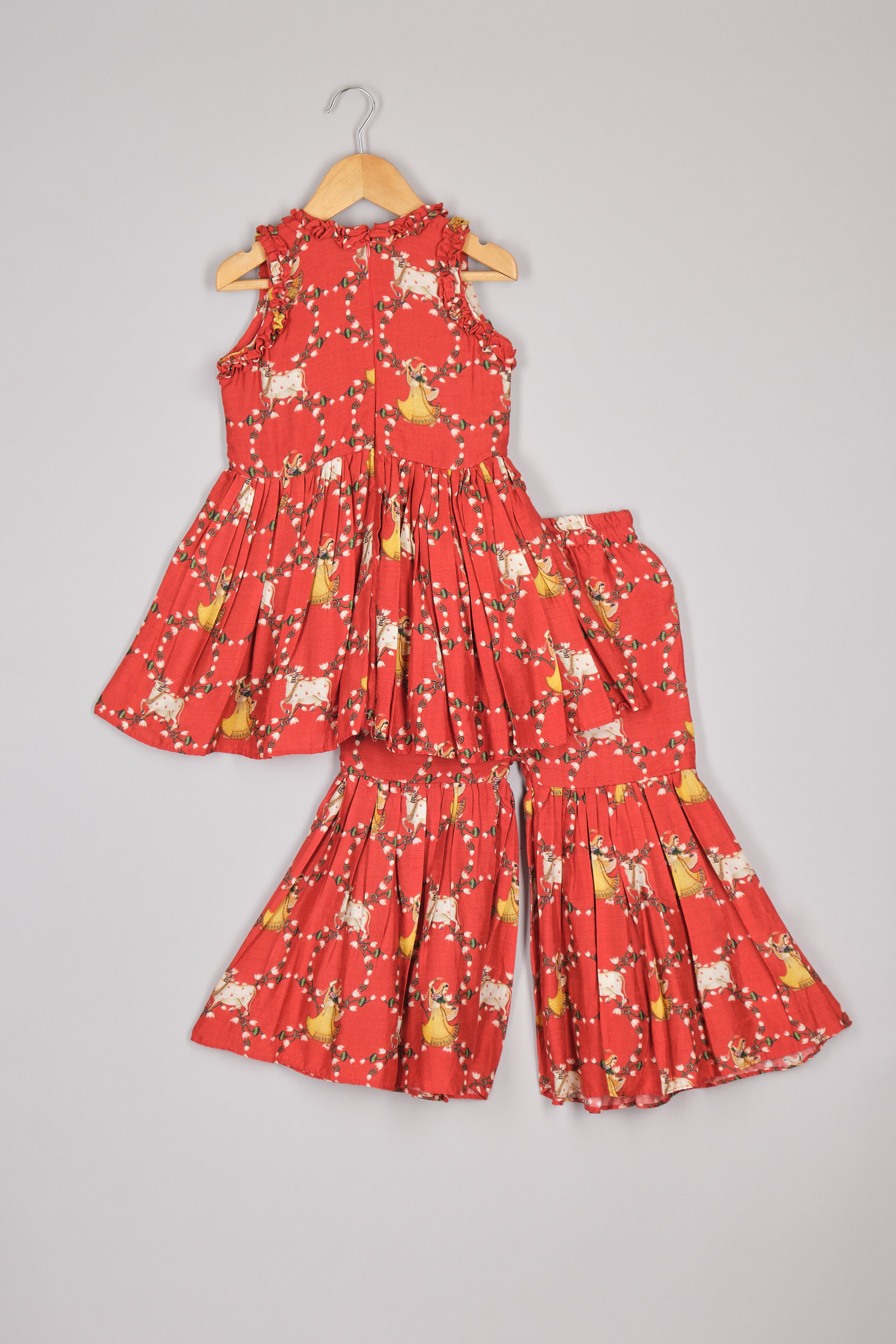 Cow Printed Peplum And Sharara