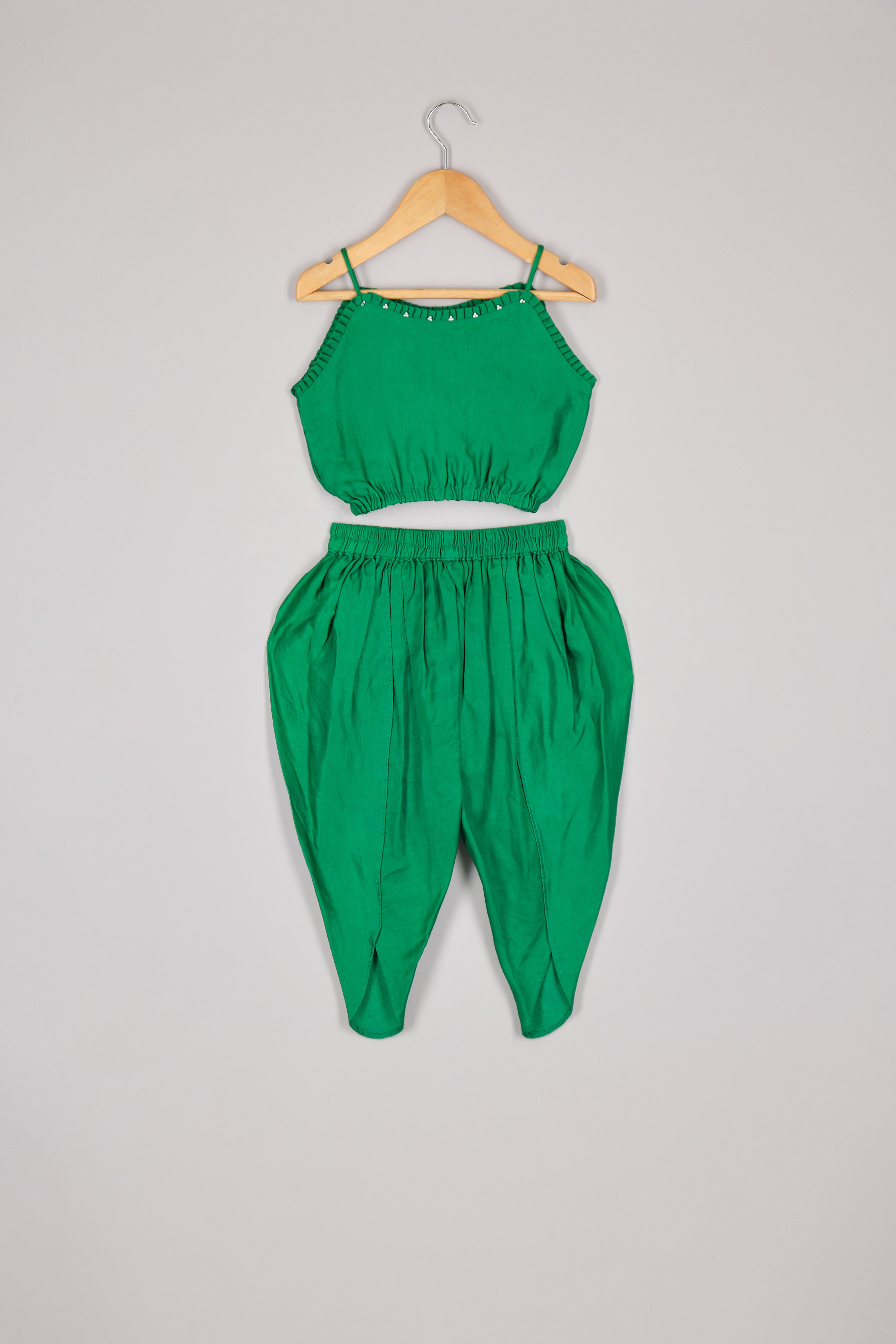 Pearl Embellished Emerald Green Cape Set