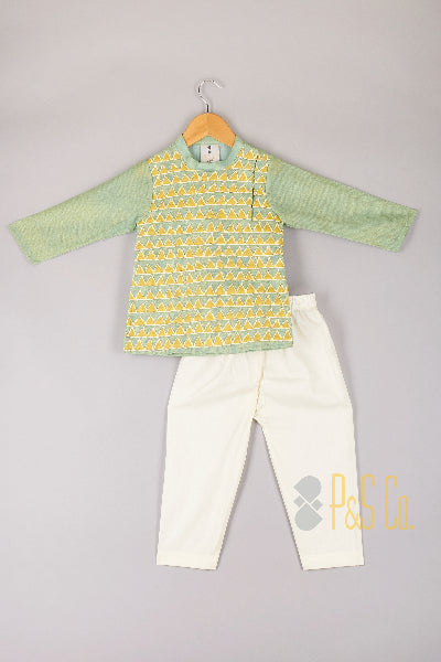 Tissue Kurta with Lace Work and Pyjama