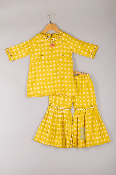 Bandhani Printed Kurta With Sharara