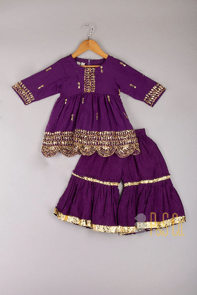 Zari & Gota Embroidered Top And Sharara