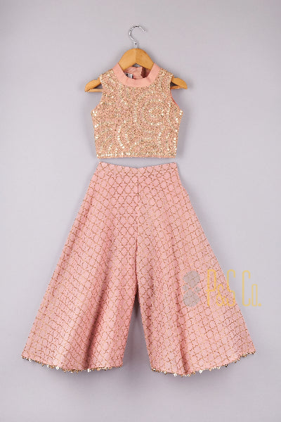 Thread And Gota Work Top With Brocade Embroidered Palazzo