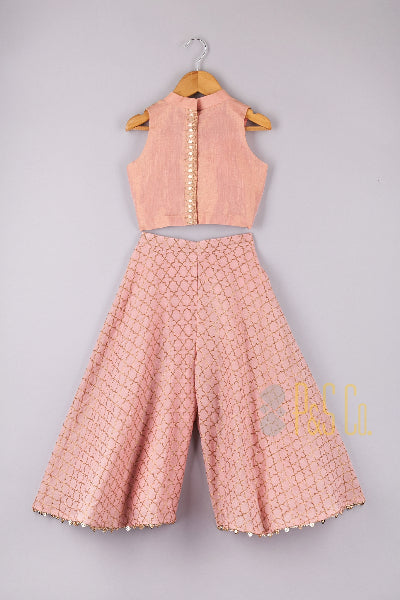 Thread And Gota Work Top With Brocade Embroidered Palazzo