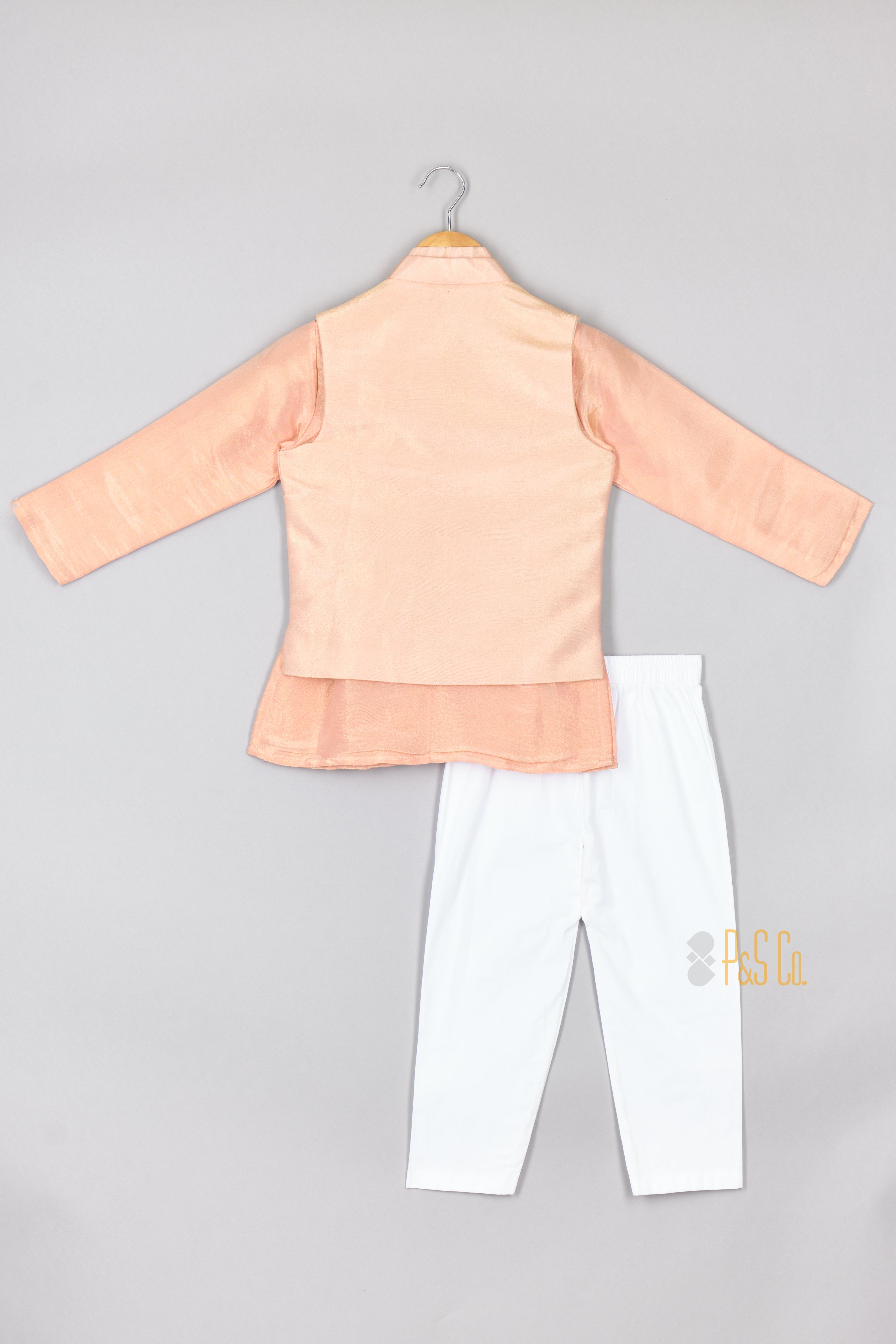 Pink Faux Mirror Nehru Jacket Set