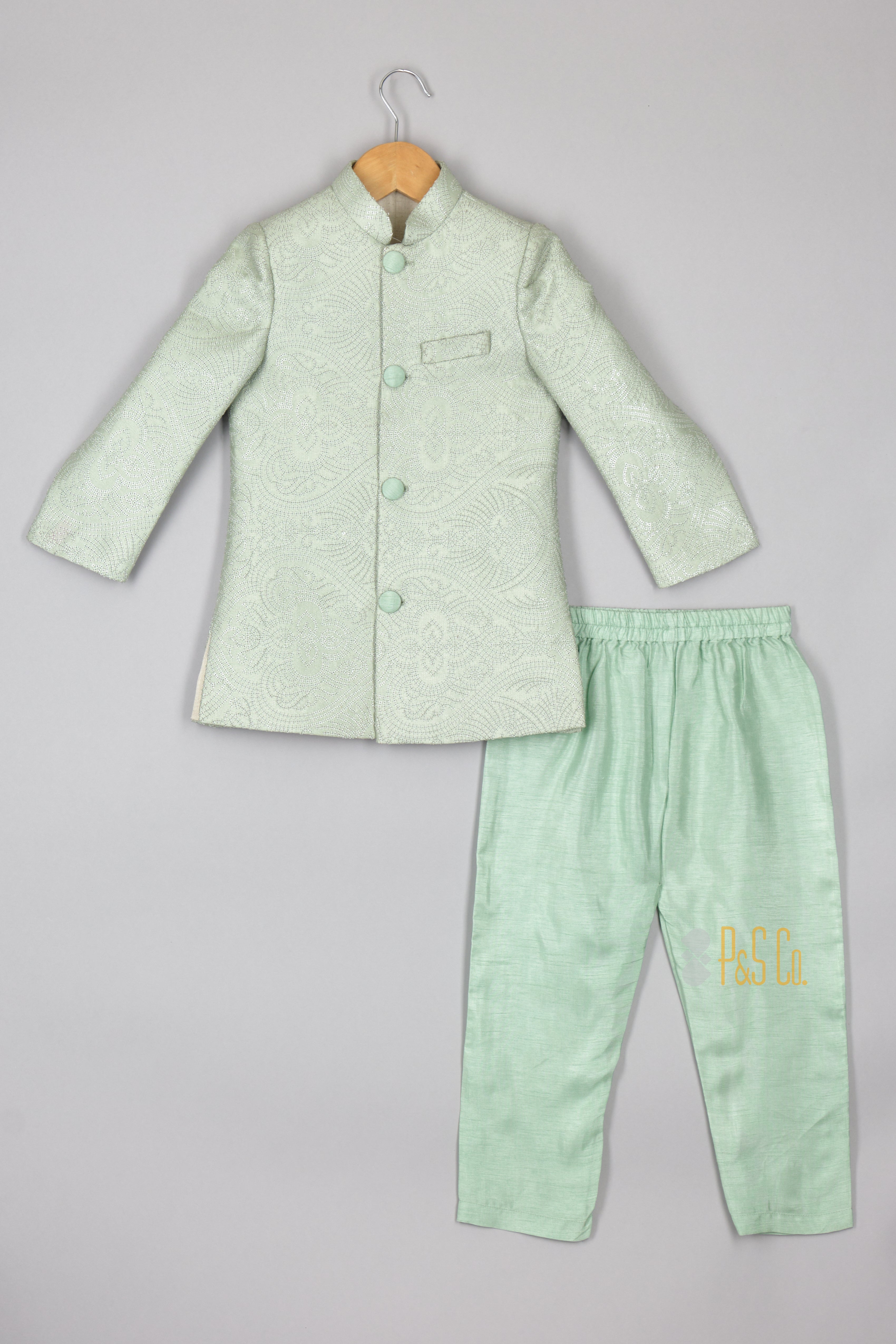 Mint Sequins Sherwani Sets