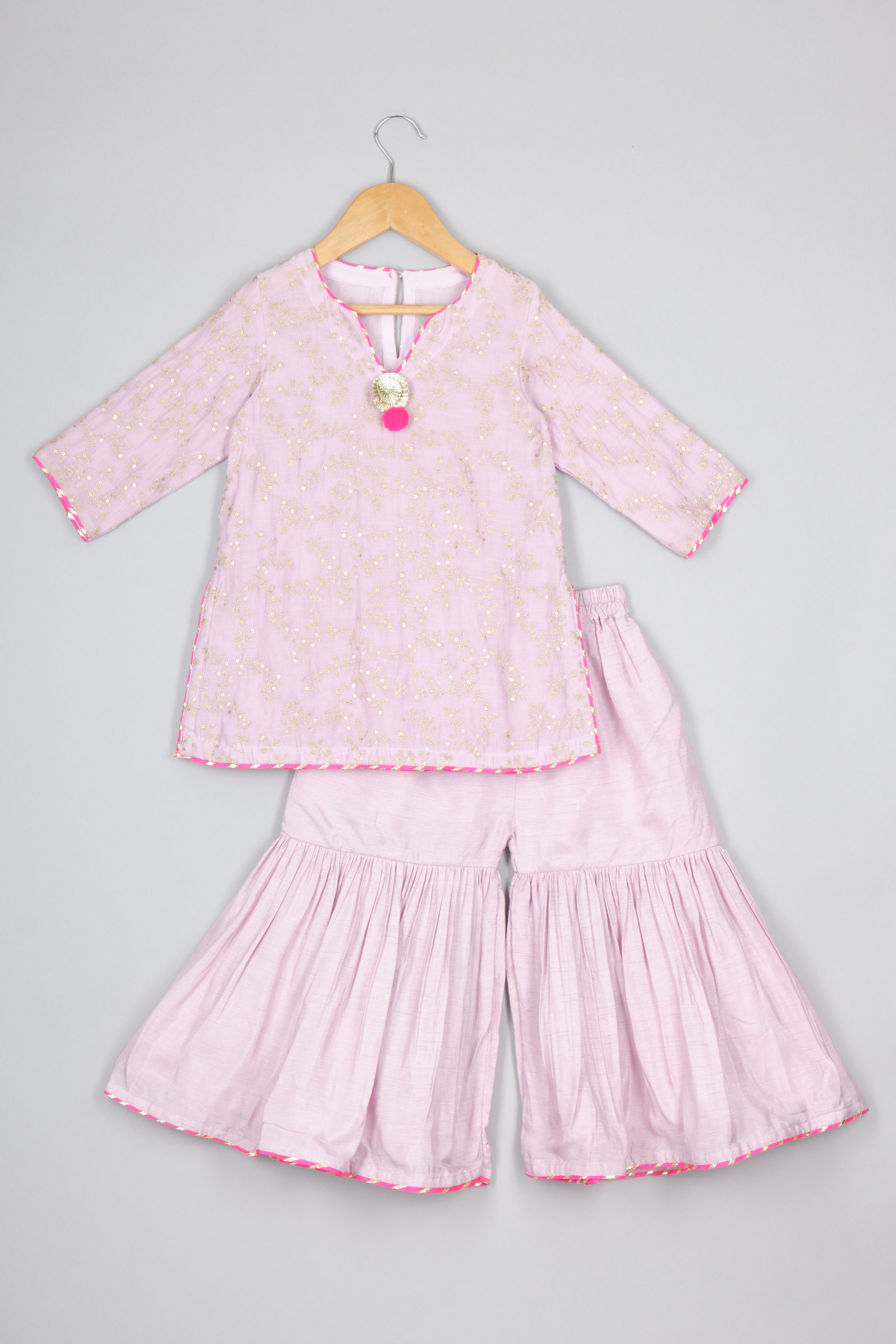 Lavender Sequins Embroidered Kurti And Sharara