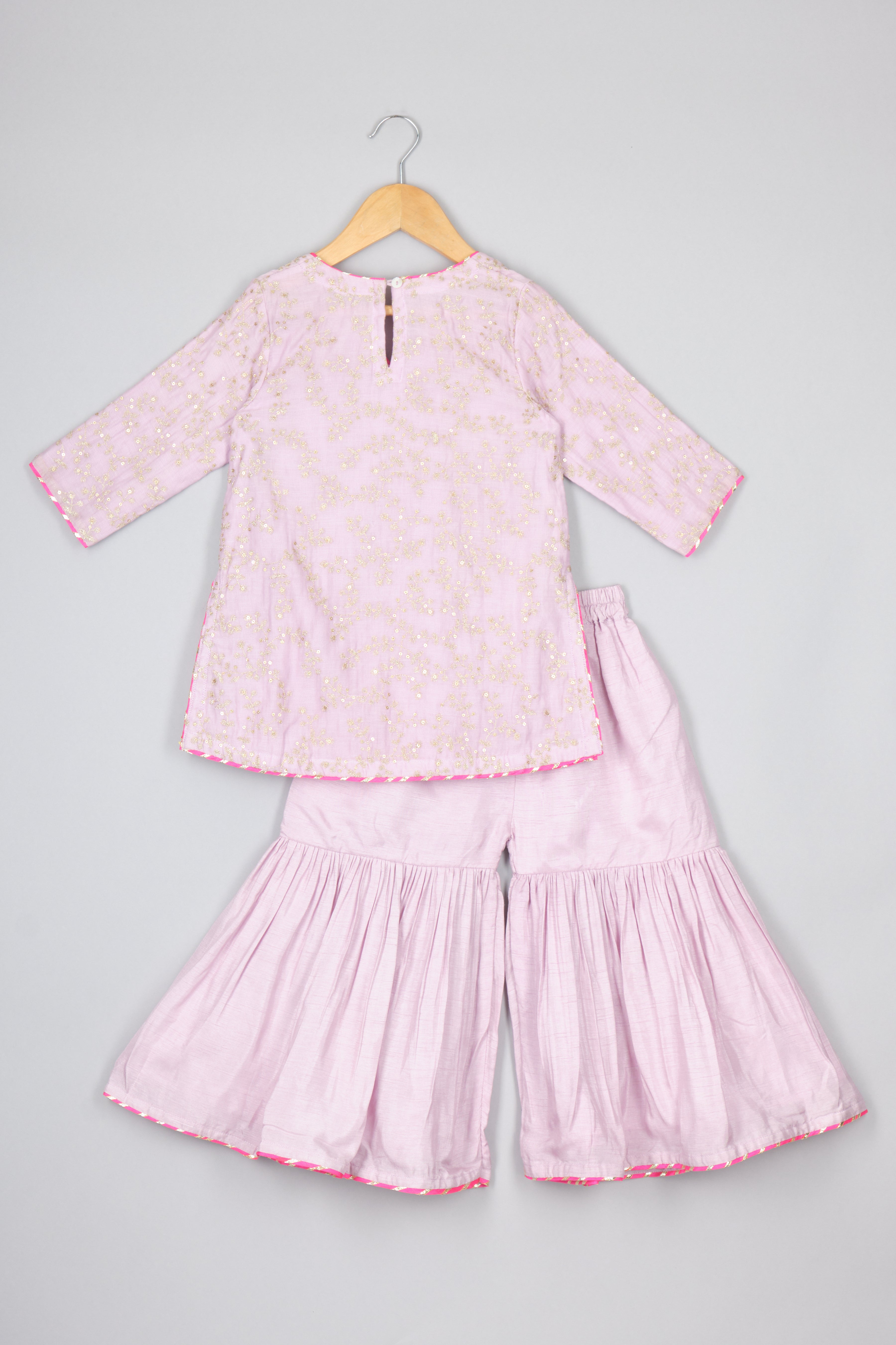 Lavender Sequins Embroidered Kurti And Sharara