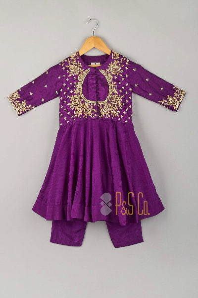Purple Embroidered Anarkali