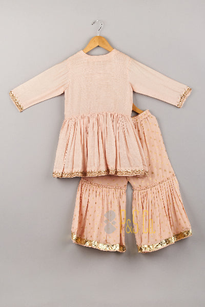 Pink Peplum & Polka Bell Sharara Set